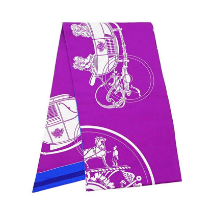Hermes Maxi Twili Exlibris Purple Blue Orange Purple Silk Scarf