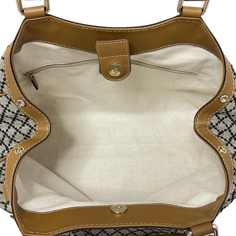Gucci Tote Bag Sookiediamante 211944 Beige And Black And Brown Leather