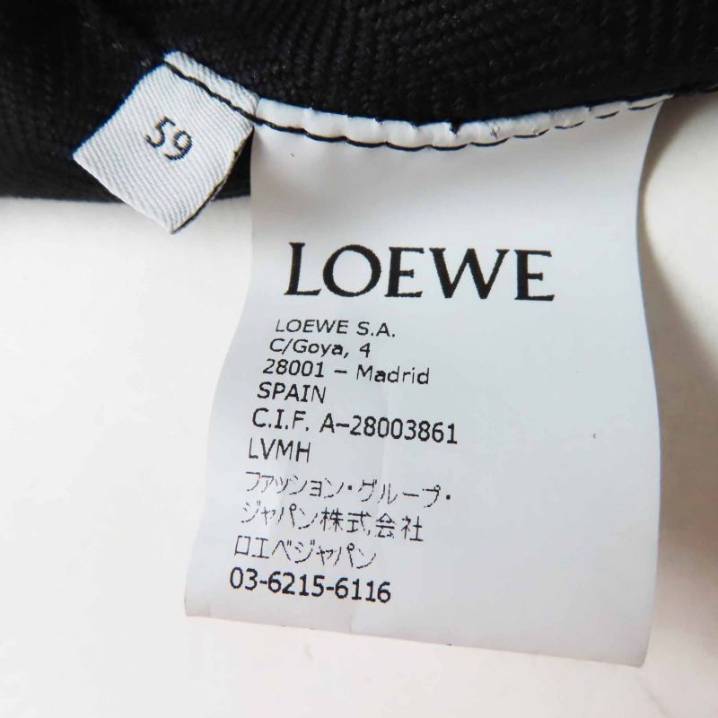 LOEWE Anagram Leather Lamb Leather Hat With Patches Hat Black Silver Hardware
