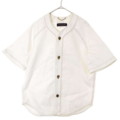 Louis Vuitton 22ss Monogram Embossed Baseball Shirt E53 Hms45w White S