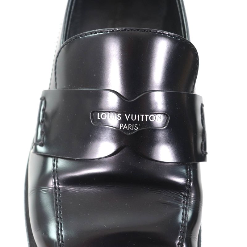 Louis Vuitton Connelly Line Logoed Square Toe Leather Coin Loafer Black
