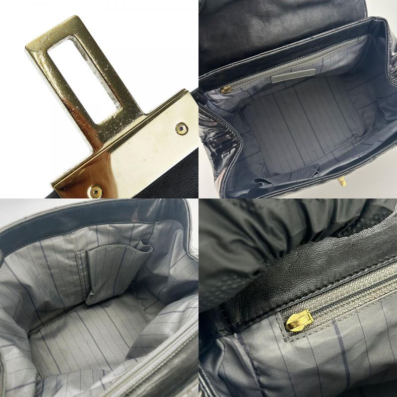 Chanel Handbag Enamel Black Gold Hardware 12th 2way Shoulder Ladies Women Chanel