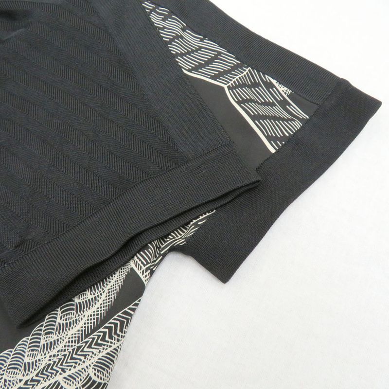 Hermes Twill Lane Knit Short Sleeve Short Sleeve Black Silk Tops