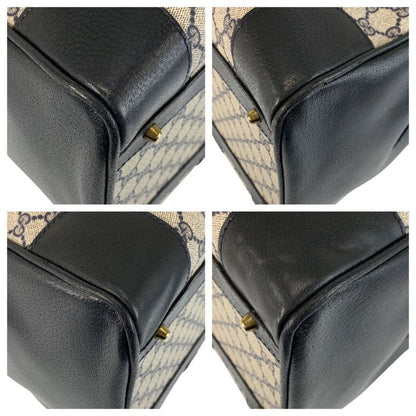 Gucci Vintage Gray Navy Gold Hardware GG Supreme Canvas Boston Bag Handbag