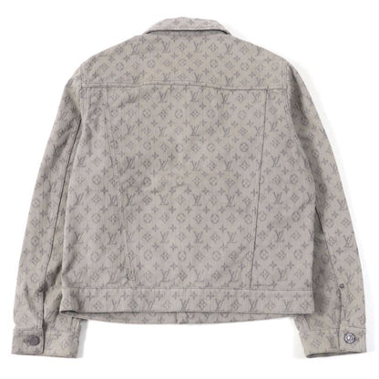 Louis Vuitton 2021 Hha21w Logo Button Flap Pockets Monogram Denim Jacket Gray