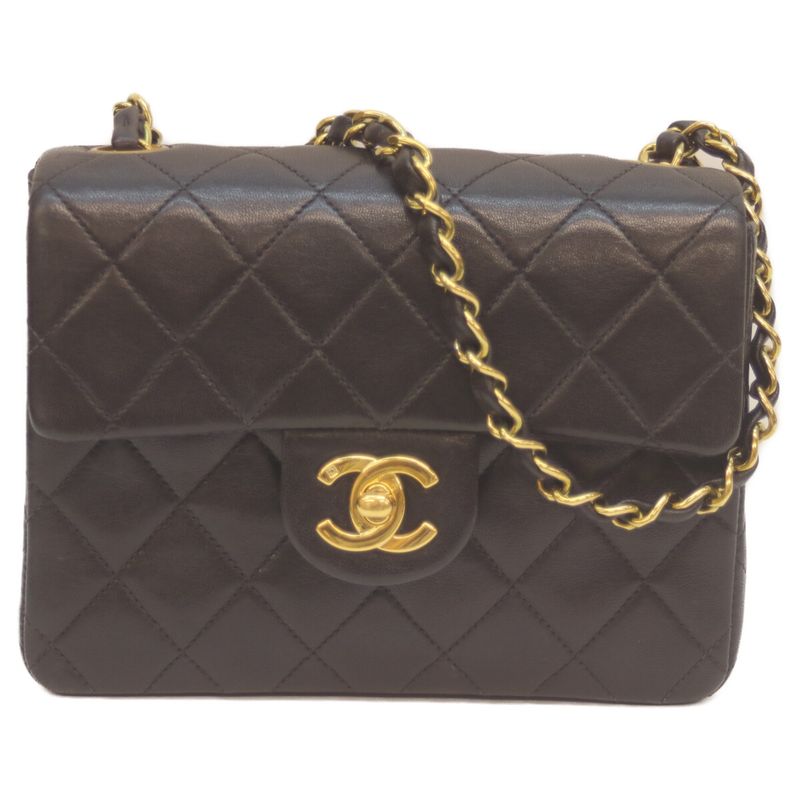 Chanel No 3 Black Lambskin Ghardware Mini Matelasse 17 Chain Shoulder Bag Black