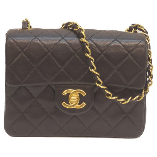 Chanel No 3 Black Lambskin Ghardware Mini Matelasse 17 Chain Shoulder Bag Black