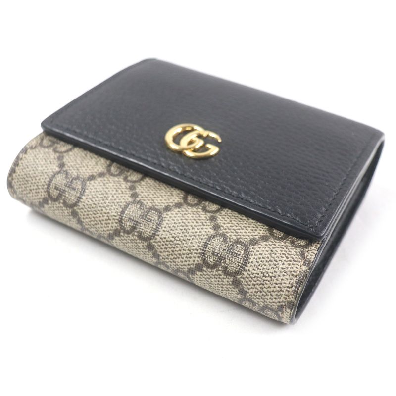 Gucci 598587 Double G Bicolor Medium Wallet Trifold Wallet GG Supreme Canvas