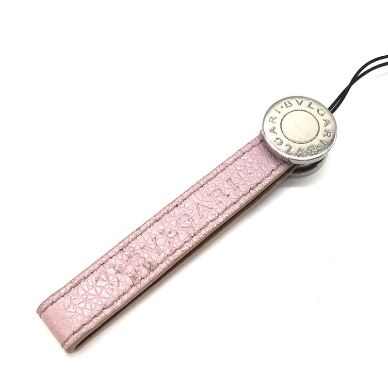 Bvlgari Leather Key Holder Strap Bag Charm Ladies Men's Pink Preowned 005100