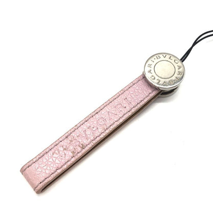 Bvlgari Leather Key Holder Strap Bag Charm Ladies Men's Pink Preowned 005100
