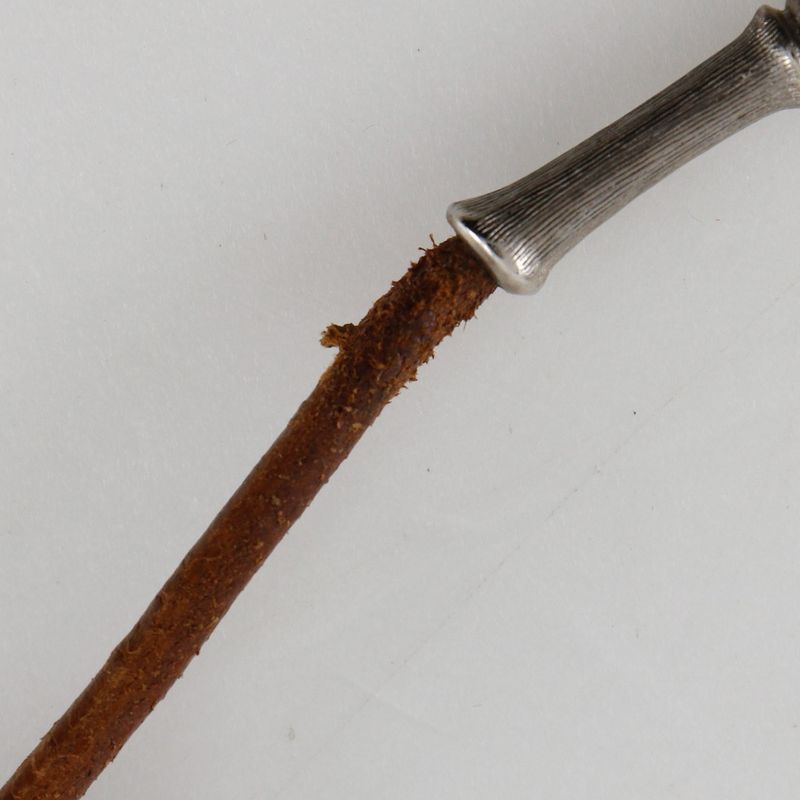 Hermes Bamboo Halter Leather X Metal Silver/brown Ladies 32g Necklace