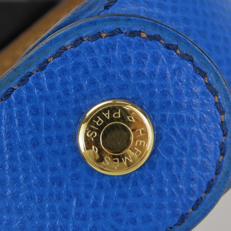 Hermes Bracelet Medor Leather Metal Blue Gold Hardware Accessories Small Women