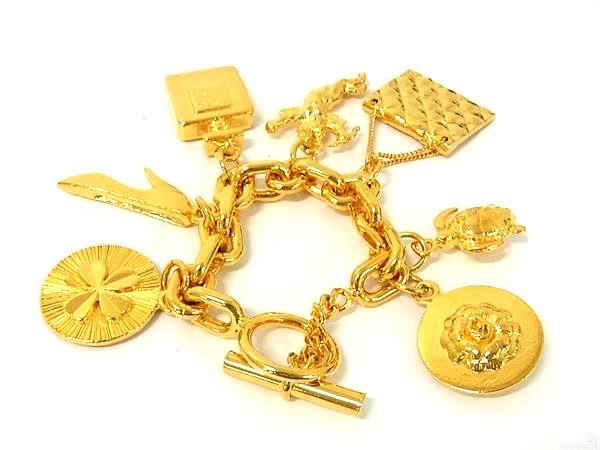 Chanel Coco Mark Iconic Line Bracelet Accessories Women's Gold Series