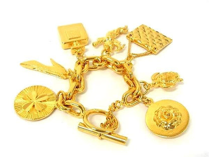 Chanel Coco Mark Iconic Line Bracelet Accessories Women's Gold Series