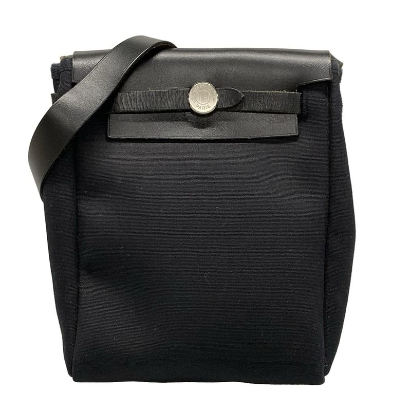 Hermes Shoulder Bag Herbag TPM Black Silver Hardware