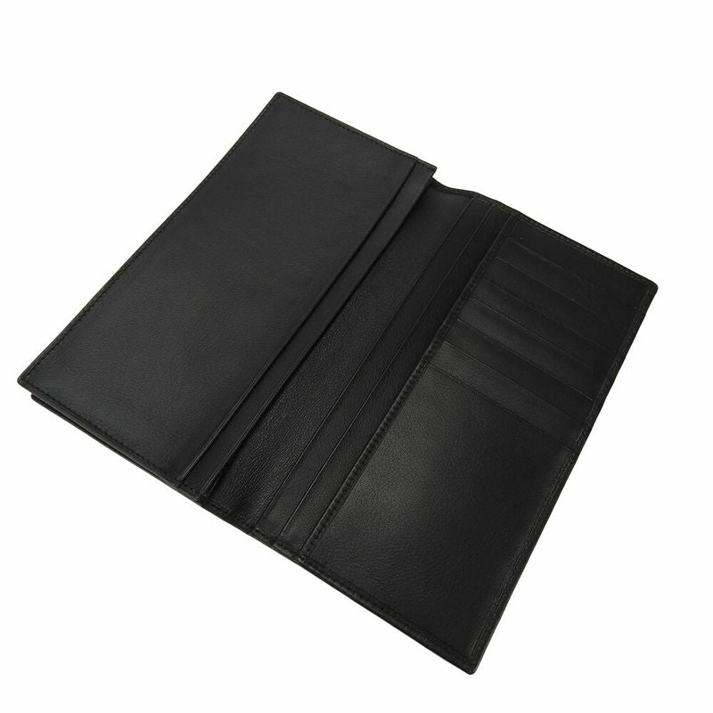 Bvlgari Long Wallet Leather Black Fold Long Billfold Change Purse None Men