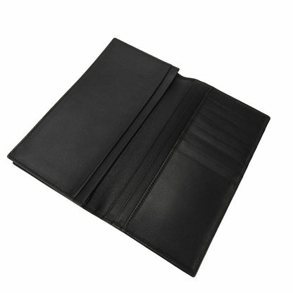Bvlgari Long Wallet Leather Black Fold Long Billfold Change Purse None Men