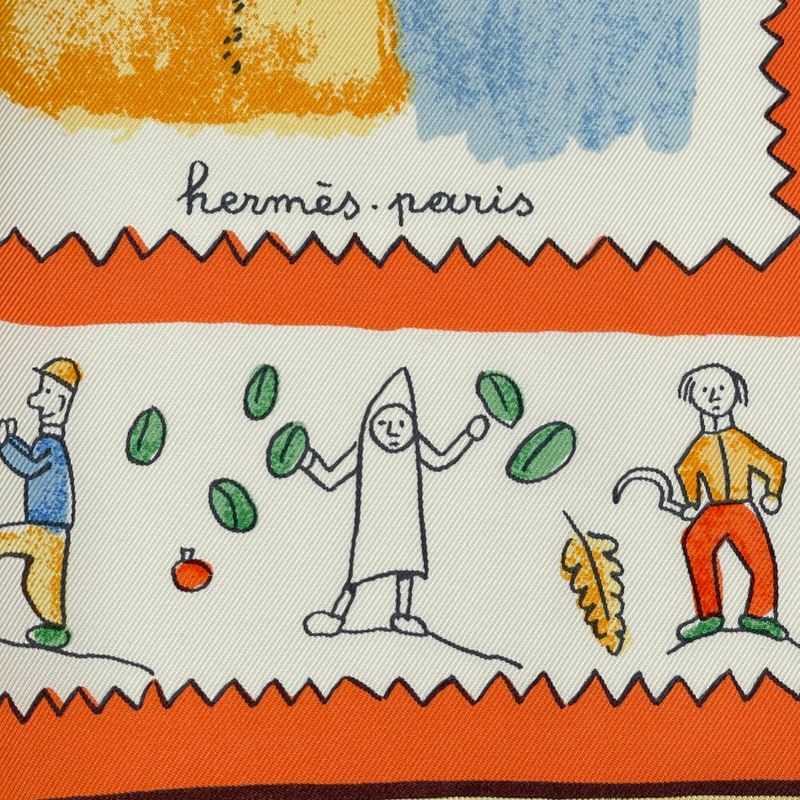 Hermes Carre 90 RE TOUR A LA Terre Back Home 100% Silk Scarf Yellow