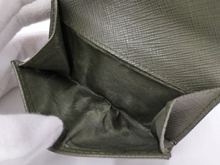 Prada Trifold Wallet With Triangular Logo Leather Green 2mh042