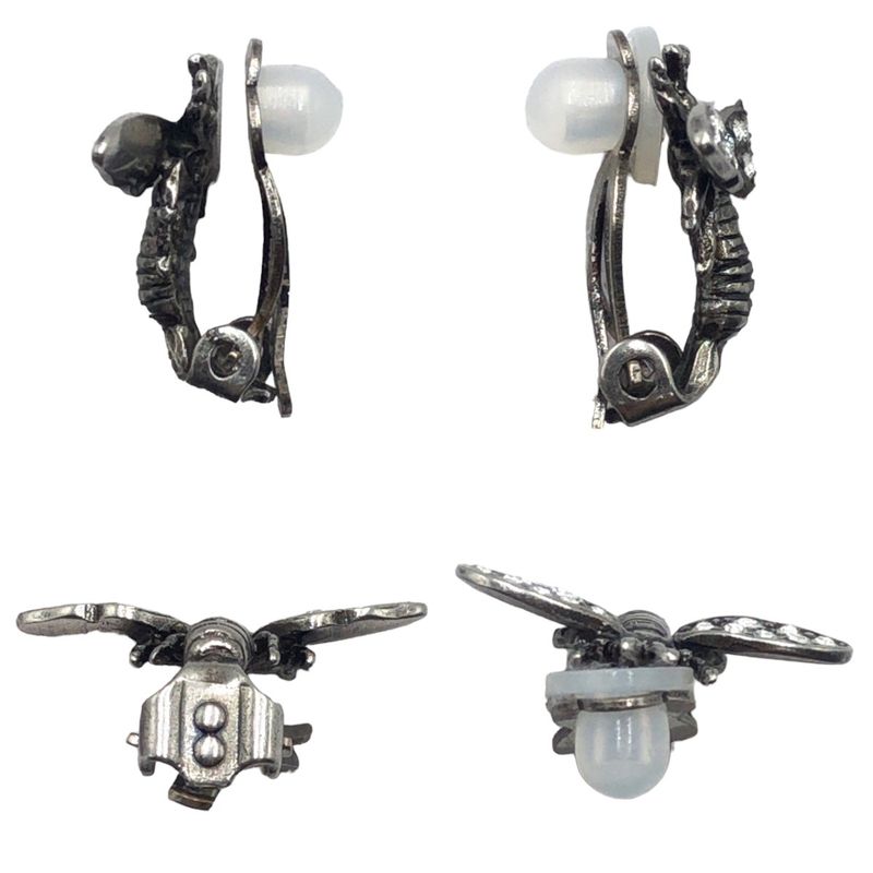 DIOR J'A DIOR Bee Rhinestone Silver Metal Earrings Earring Women 504735