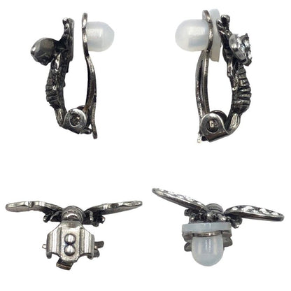 DIOR J'A DIOR Bee Rhinestone Silver Metal Earrings Earring Women 504735