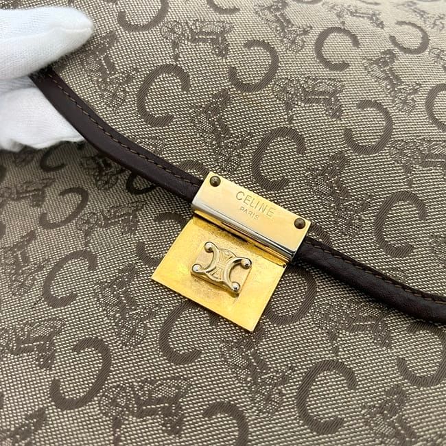 Celine Clutch Bag Beige Brown C Macadam Rare Canvas