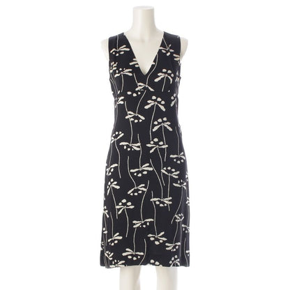 Chanel 98P Silk Dragonfly Pattern Sleeveless Dress P10403 Black 38