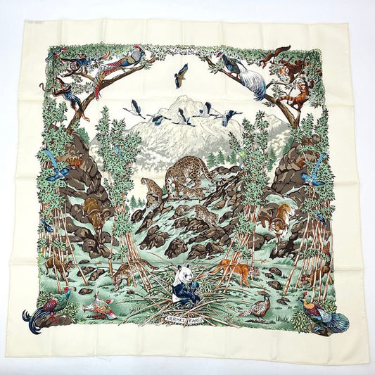 Hermes Carre 90 Scarf Sichuan White