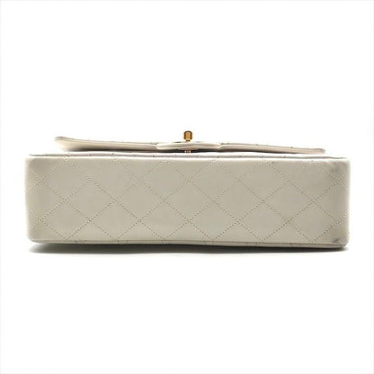 Chanel Lambskin Double Flap Chain Shoulder Bag White