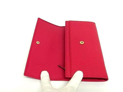 Gucci 354496 Swing Continental Leather Bifold Long Wallet Ladies Pink Bn0931