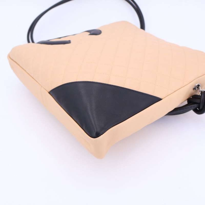 Chanel Cambon Line Large Shoulder Bag A25179 Beige Black SV