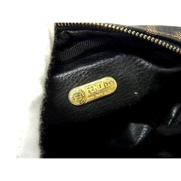 Fendi FF Vintage Zucca Canvas Mini Bag Small Pouch Cosmetic Tan