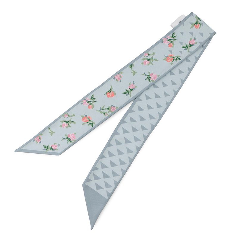 Prada Scarf Printed Silk Twill Nice Calf Flower Light Blue