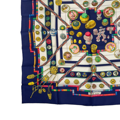 Hermes Silk Scarf Carre 90 Petite Main Seamstress Navy