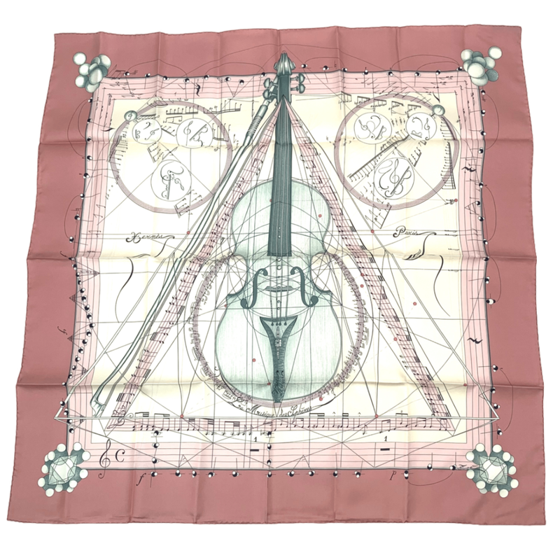Hermes Scarf Carre 90 Music Played By Spheres La Musique Des Spheres Pink 100%