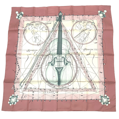 Hermes Scarf Carre 90 Music Played By Spheres La Musique Des Spheres Pink 100%