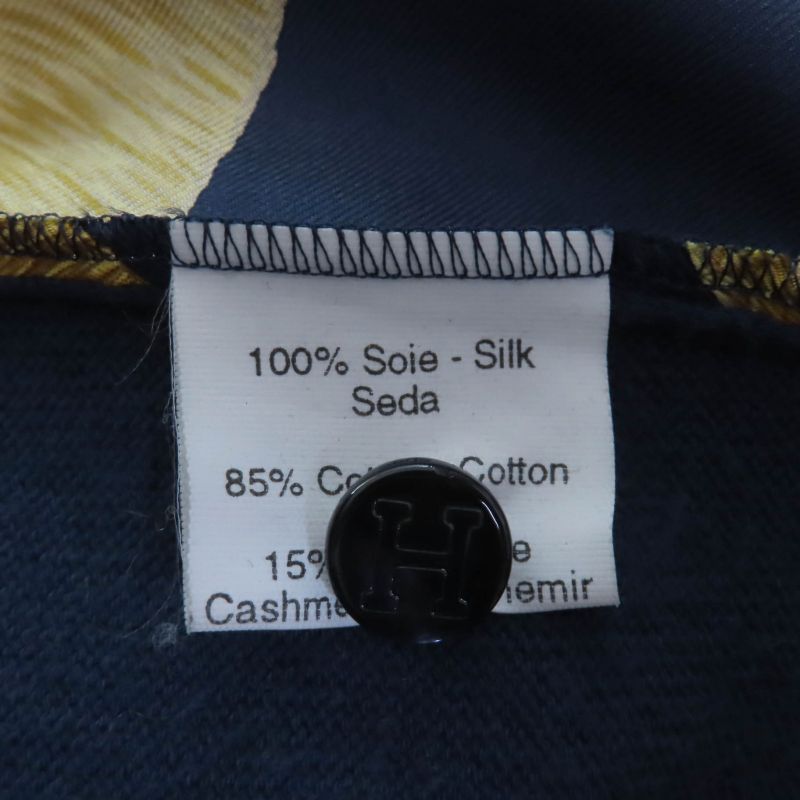 Hermes Silk Cotton Cashmere H Logo Button Twill Raine Knit Long Sleeve