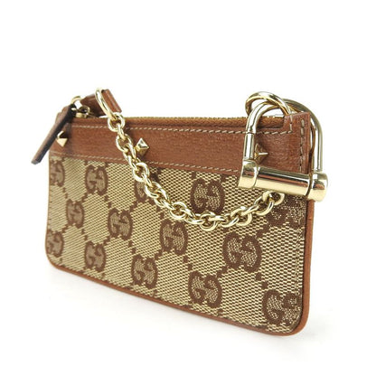Gucci Coin Case 120971 GG Canvas Leather Brown Gold Hardware Everyday Use Small
