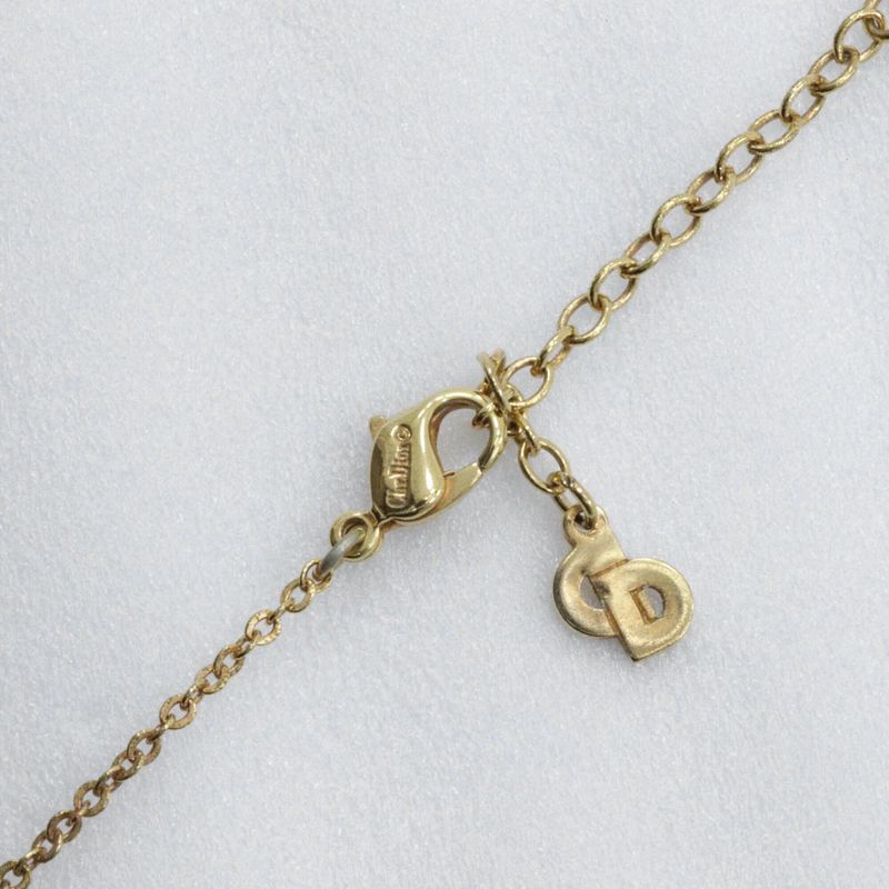 [dior] Christian Dior Logo Heart Gold Plated And Rhinestone Ladies 6.1g Necklace