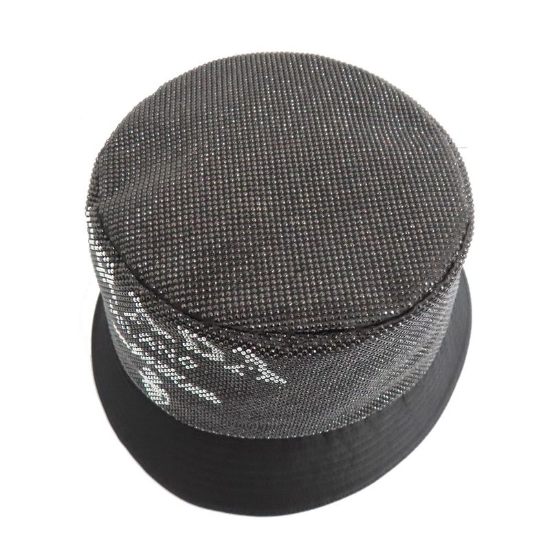 Prada Re-nylon Bucket Hat Black Studded Logo 2hc137 2D0S M Size Men's