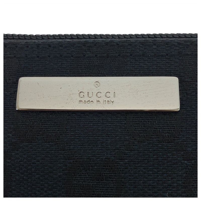 Gucci Black Silver Hardware GG Canvas/leather 039 1103 Handbag Accessory Pouch