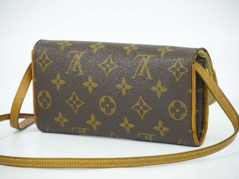 Authentic Louis Vuitton LV Pochette Twin PM Monogram 2WAY Shoulder Bag Brown