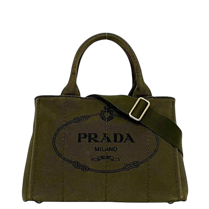Prada 2 Way Bag Canapa Tote F22949 Khaki