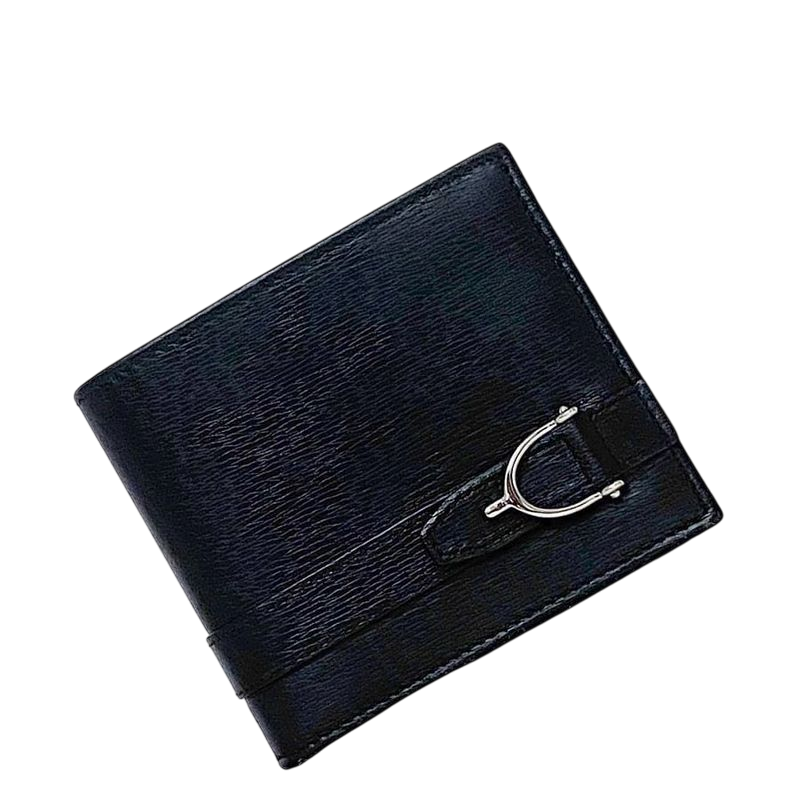 Gucci Bifold Wallet Black Horsebit 295609 Billfold Excellent Condition