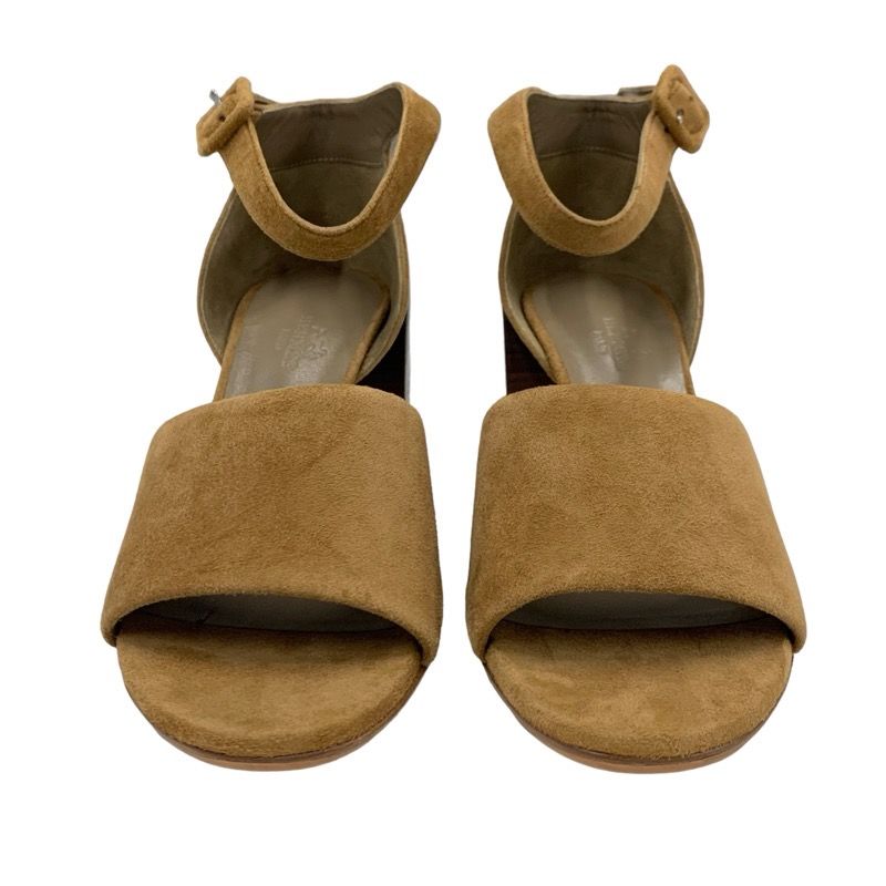 Hermes Sandals Shoes Suede Brown Ankle Belt