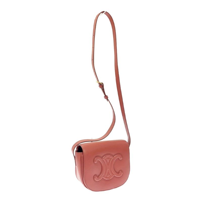 Celine Leather Folco Cuir Triomphe Shoulder Bag Lipstick 408622 Shoulder Bag