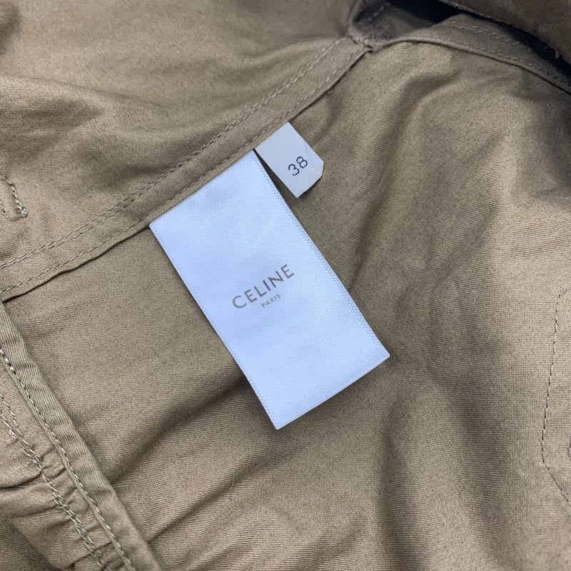 Celine Dress Cotton Khaki Gold Safari Logo Short Sleeve