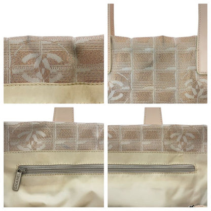 Chanel New Travel Line Coco Mark Pink Beige Canvas/leather Tote Handbag Ladies