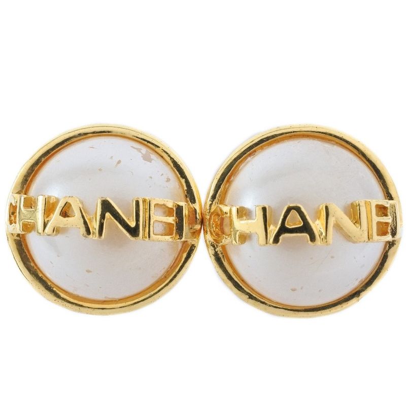 Chanel Gold Plated And Faux Pearl Ladies 22.6g Earrings