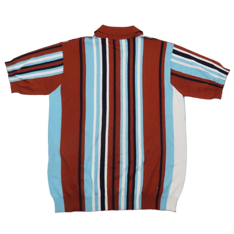 22ss Prada Multi-Stripe Silk Knit Polo Shirt Short Sleeves Logo Embroidery